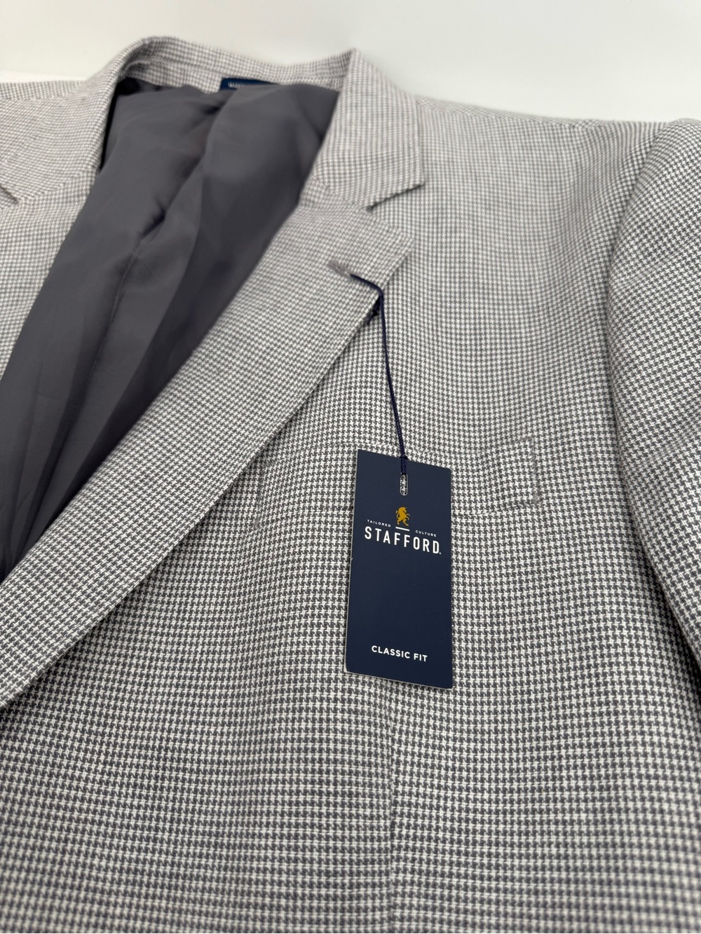 Stafford Men’s Classic Fit Sport Coat Size 52R Linen Blend Blazer Houndstooth - Picture 3 of 10